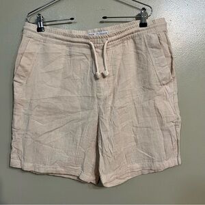 Zara Womens 100% Textured Cotton Pull On Shorts Pockets Comfy XL